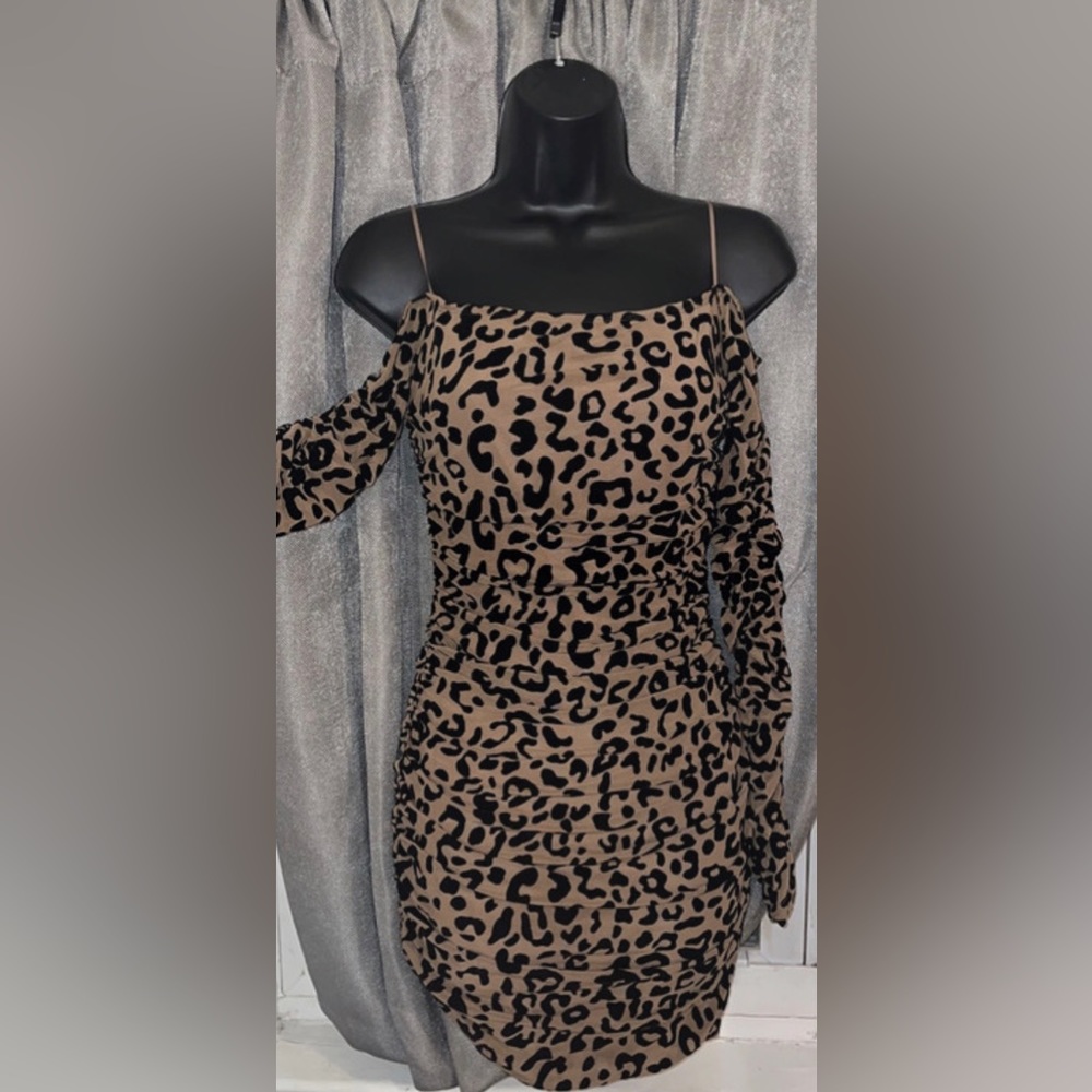 Mocha leopard print never worn dress with tags size: S